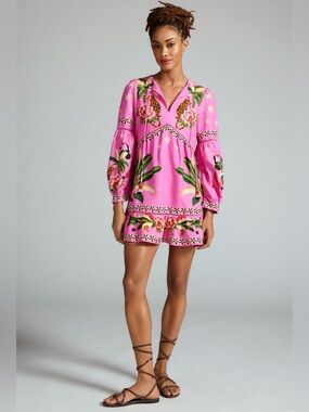 Farm Rio Pink Leopard Forest Mini Dress